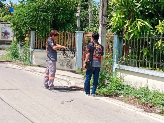 งานป้องกันและบรรเทาสาธารณภัยได้ดำเนินการจัดเก็บสายเคเบิลให้เป็นระเบียบเรียบร้อย ภาพที่ 6