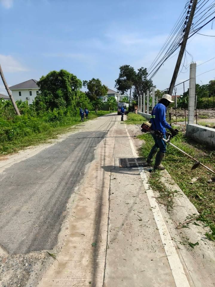 กองสาธารณสุขและสิ่งแวดล้อม ลงพื้นที่ดำเนินการปรับภูมิทัศน์ตัดแต่งกิ่งไม้และตัดหญ้าริมถนนสาธารณะในเขตพื้นที่ตำบลบางรักน้อย ภาพที่ 9